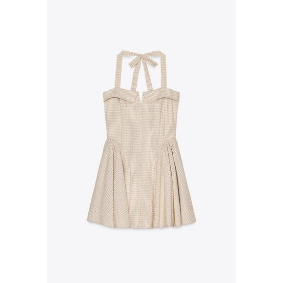 ZARA CHECK HALTER DRESS - Picture 7 of 9
